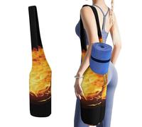 DWTJKMS Burning Tennis Pictures - Borsa per tappetino da yoga, in tela resistente, con tasca per bottiglia d'acqua e tasca inferiore bagnata, adatta alla maggior parte dei tappetini da yoga