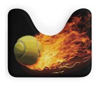 DWTJKMS Burning Tennis Pictures - Tappetino da bagno a forma di U, ad asciugatura rapida, assorbente, resistente alle macchie, antiscivolo, per base WC ovale
