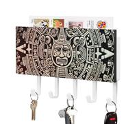 DWTJKMS Calendario Maya End of The World Portachiavi da parete, stile fattoria, montaggio a parete con 5 ganci, portachiavi da appendere per ingresso o atrio, 18 cm di larghezza x 4,3 cm di altezza