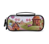 DWTJKMS Candy Land Borsa per il trucco in pelle portatile piccola organizzatore cosmetico impermeabile borse da toilette pennelli matite e accessori per il trucco da viaggio