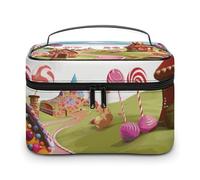 DWTJKMS Candy Land - Borsa per trucchi, organizer per cosmetici, grande capacità, portatile, da donna, con manico e divisore