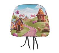DWTJKMS Candy Land, copertura per poggiatesta auto, regolabile, riutilizzabile, accessorio per interni auto, grazioso accessorio vintage per poggiatesta auto, 1 pezzo, per la maggior parte delle auto