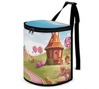 DWTJKMS Candy Land - Pattumiera per auto con coperchio, grande capacità, da appendere, a prova di perdite, impermeabile, accessori per interni