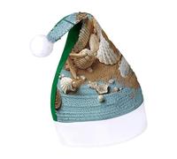 DWTJKMS Cappello da Babbo Natale a tema spiaggia con conchiglie in pelliccia classica cappello di Natale spesso cappello per feste di Natale con paillettes divertente cappello invernale per vacanze