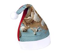 DWTJKMS Cappello da Babbo Natale a tema spiaggia con conchiglie in pelliccia classica cappello di Natale spesso cappello per feste di Natale con paillettes divertente cappello invernale per vacanze