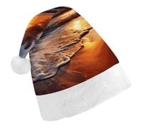 DWTJKMS Cappello da Babbo Natale con alba sulla spiaggia, cappello classico di Natale, spesso cappello per feste di Natale, cappello divertente per le vacanze, unisex per adulti