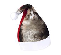 DWTJKMS Cappello da Babbo Natale con gatto, cappello di Natale in pelliccia classica, spesso, con paillettes, divertente berretto invernale per vacanze
