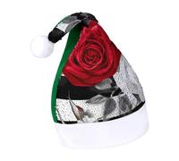 DWTJKMS Cappello da Babbo Natale con motivo a righe bianche e nere con rose rosse, cappello da Babbo Natale, cappello da festa di Natale con paillettes, divertente berretto invernale