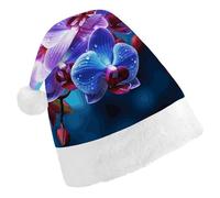 DWTJKMS Cappello da Babbo Natale con orchidee colorate, cappello classico per Natale, cappello spesso per feste di Natale, cappello divertente per le vacanze, unisex per adulti