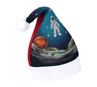 DWTJKMS Cappello da Babbo Natale con razzo spaziale e astronauta, classico, in pelliccia, cappello di Natale spesso con paillettes, divertente berretto invernale per vacanze