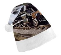 DWTJKMS Cappello di Babbo Natale a treno locomotiva a vapore, cappello di Natale classico, cappello spesso per feste di Natale, cappello divertente per le vacanze, unisex per adulti