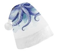 DWTJKMS Cappello di Babbo Natale blu a forma di polpo classico, cappello spesso per feste di Natale, divertente, per adulti, unisex
