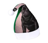 DWTJKMS Cappello di Babbo Natale carlino nero carino classico cappello di Natale spesso cappello di Natale con paillettes divertente vacanza invernale berretto