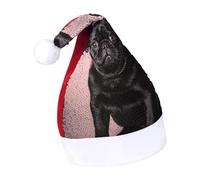 DWTJKMS Cappello di Babbo Natale carlino nero carino classico cappello di Natale spesso cappello di Natale con paillettes divertente vacanza invernale berretto
