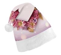 DWTJKMS Cappello di Babbo Natale classico a forma di cuore con fiori di carta spesso cappello di Natale cappello divertente per le vacanze per adulti unisex