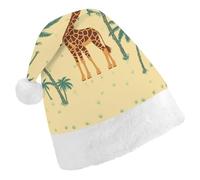 DWTJKMS Cappello di Babbo Natale classico con giraffa e palma, cappello spesso per feste di Natale, cappello divertente per le vacanze, unisex per adulti