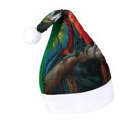 DWTJKMS Cappello di Babbo Natale con due pappagalli colorati in pelliccia classica cappello di Natale spesso cappello da festa di Natale con paillettes divertente cappello invernale per vacanze