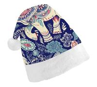 DWTJKMS Cappello di Babbo Natale con elefante bohémien, classico, spesso, per feste di Natale, divertente, per adulti, unisex