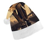 DWTJKMS Cappello di Babbo Natale con elefante su un ponte, cappello di Natale classico spesso cappello per feste di Natale, cappello divertente per le vacanze, unisex per adulti