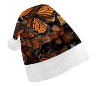 DWTJKMS Cappello di Babbo Natale con farfalle monarca, classico, spesso, per feste di Natale, divertente, unisex, per adulti