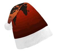 DWTJKMS Cappello di Babbo Natale con mappa del mondo, rosso e marrone, cappello di Natale classico, cappello spesso per feste di Natale, cappello divertente per le vacanze, unisex per adulti