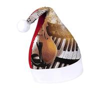 DWTJKMS Cappello di Babbo Natale con note musicali per pianoforte e violino, cappello di Natale in pelliccia classica con paillettes, divertente cappello invernale per vacanze