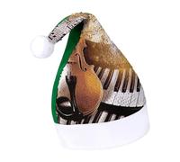 DWTJKMS Cappello di Babbo Natale con note musicali per pianoforte e violino, cappello di Natale in pelliccia classica con paillettes, divertente cappello invernale per vacanze