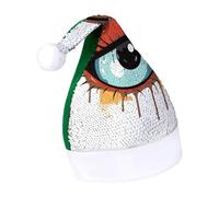 DWTJKMS Cappello di Babbo Natale con occhi di cartone animato classico cappello di Natale spesso cappello di Natale con paillettes divertente cappello invernale per vacanze
