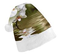 DWTJKMS Cappello di Babbo Natale con orchidea bianca nello stagno, cappello classico di Natale, spesso cappello per feste di Natale, cappello divertente per le vacanze, unisex, per adulti