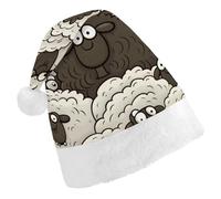 DWTJKMS Cappello di Babbo Natale con pecore nere e bianche, cappello classico di Natale, cappello spesso per feste di Natale, cappello divertente per le vacanze, unisex, per adulti