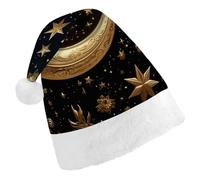 DWTJKMS Cappello di Babbo Natale con stelle dorate e luna, cappello classico di Natale, spesso cappello per feste di Natale, divertente berretto per le vacanze, unisex per adulti