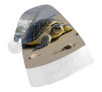 DWTJKMS Cappello di Babbo Natale con tartaruga marina verde, cappello di Natale classico spesso cappello per feste di Natale, cappello divertente per le vacanze, unisex per adulti