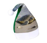 DWTJKMS Cappello di Babbo Natale con tartaruga marina verde classico cappello di Natale spesso cappello di Natale con paillettes divertente cappello invernale per vacanze