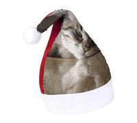 DWTJKMS Cappello di Babbo Natale gatto addormentato cappello di Natale classico cappello di Natale spesso cappello con paillettes divertente vacanza invernale