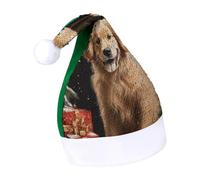 DWTJKMS Cappello di Babbo Natale Golden Retriever Cappello di Babbo Natale Classico Cappello di Natale Addensare Cappello di Natale con Paillettes Divertente Vacanza Inverno Cap