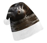 DWTJKMS Cappello di Babbo Natale ippopotamo classico cappello di Natale spesso cappello di Natale cappello divertente per le vacanze per adulti unisex
