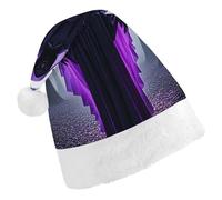 DWTJKMS Cappello di Babbo Natale spettrale gotico viola nero classico cappello di Natale spesso cappello per feste di Natale divertente cappello per le vacanze per adulti unisex