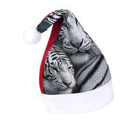DWTJKMS Cappello di Babbo Natale tigre bianca classico cappello di Natale spesso cappello di Natale con paillettes divertente vacanza invernale