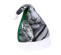 DWTJKMS Cappello di Babbo Natale tigre bianca classico cappello di Natale spesso cappello di Natale con paillettes divertente vacanza invernale
