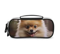 DWTJKMS Carino Cane Pomerania Borsa Trucco In Pelle Portatile Piccolo Organizzatore Cosmetico Impermeabile Borse Da Toilette Pennelli Matite E Viaggio Make Up Accessori