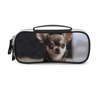 DWTJKMS Carino Chihuahua Sacchetto di Trucco In Pelle Portatile Piccolo Organizzatore Cosmetico Impermeabile Toiletry Borse Pennelli Matite E Viaggio Make Up Accessori