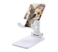 DWTJKMS Carino Chihuahua Supporto per telefono cellulare pieghevole doppio, regolabile in altezza Supporto per telefono cellulare portatile Dock da tavolo per tutti gli smartphone, stile bianco
