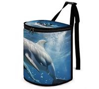 DWTJKMS Carino delfini Auto Trash Can con coperchio Grande capacità Appeso Auto Trash Bin a prova di perdite Impermeabile Cestino Auto Must Haves Accessori interni