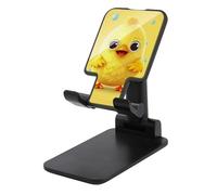 DWTJKMS Carino Giallo Pollo Cellulare Supporto Doppio Pieghevole, Altezza Regolabile Supporto Cellulare Portatile Culla Dock Desktop Adatto a Tutti Gli Smart Phone Nero Stile