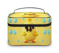 DWTJKMS Carino giallo pollo trucco borsa, cosmetico organizzatore caso grande capacità portatile trucco borse donna viaggio toilette borse con manico e divisore