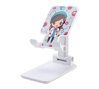 DWTJKMS Carino infermiera supporto per telefono cellulare doppio pieghevole, regolabile in altezza supporto per telefono cellulare portatile culla dock desktop si adatta a tutti gli smartphone bianco