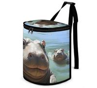 DWTJKMS Carino ippopotamo Car Trash Can con coperchio Grande Capacità Appeso Auto Trash Bin a prova di perdite Impermeabile Cestino Auto Must Haves Accessori interni