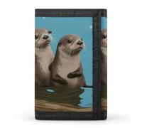 DWTJKMS Carino lontre portafoglio minimalista uomo sottile tre volte portafogli moda moderno portafoglio antifurto porta carte e contanti