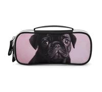 DWTJKMS Carino Nero Carlino Borsa di Trucco In Pelle Portatile Piccolo Organizzatore Cosmetico Impermeabile Toiletry Borse Pennelli Matite E Viaggio Make Up Accessori