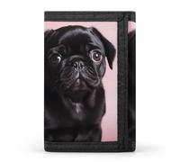 DWTJKMS Carino nero carlino portafoglio minimalista uomo sottile tre volte portafogli moda moderno portafoglio antifurto porta carte e contanti